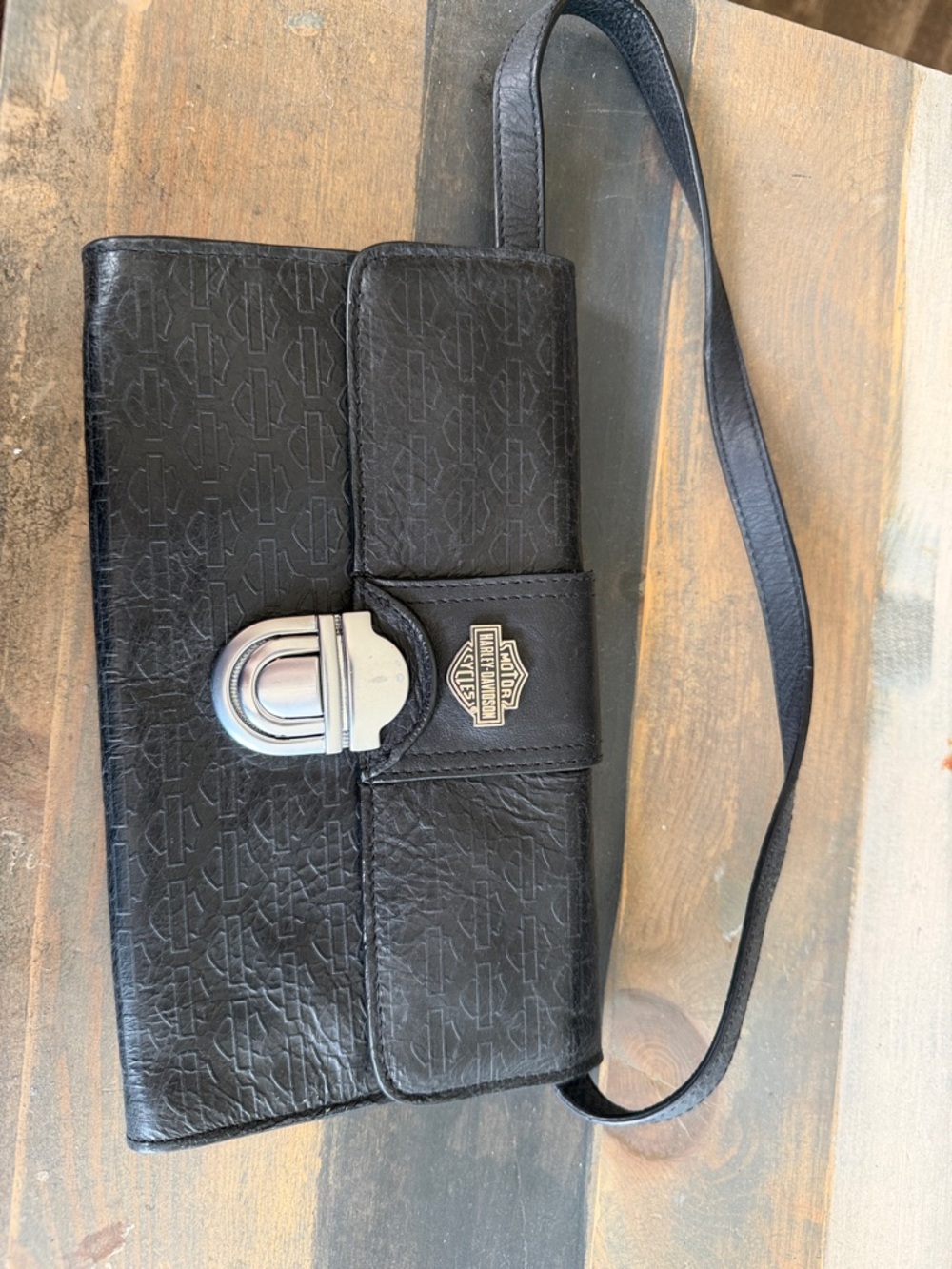 Harley-Davidson Black Leather Wallet Bag